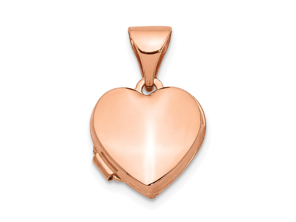 FJC Finejewelers 14k Rose Gold 10mm Plain Heart Locket Pendant Necklace 18 inch chain included