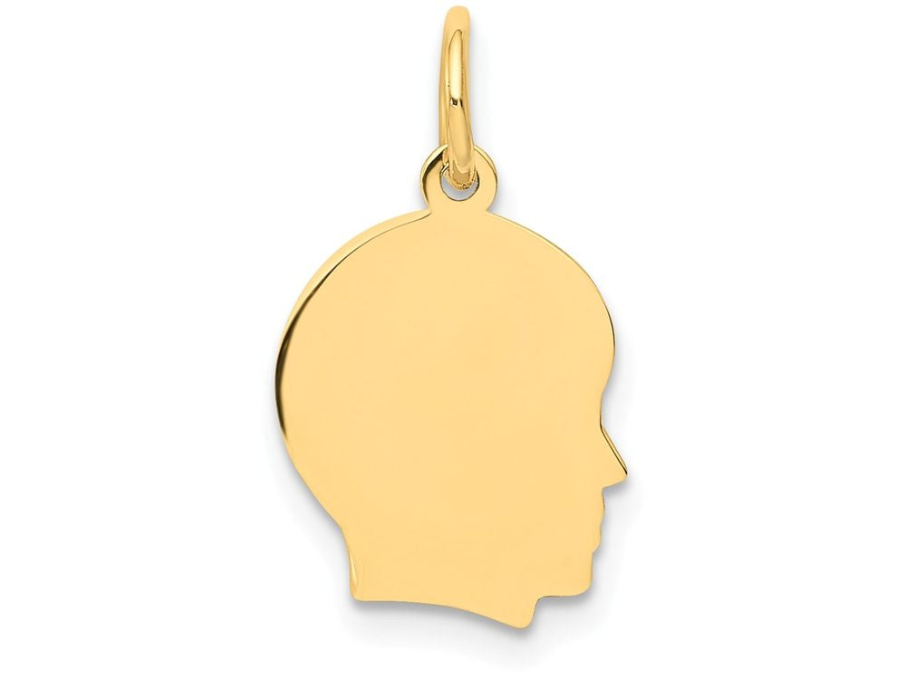 FJC Finejewelers 14k Yellow Gold Plain Small .013 Gauge Facing Right Engravable Boy Head Charm
