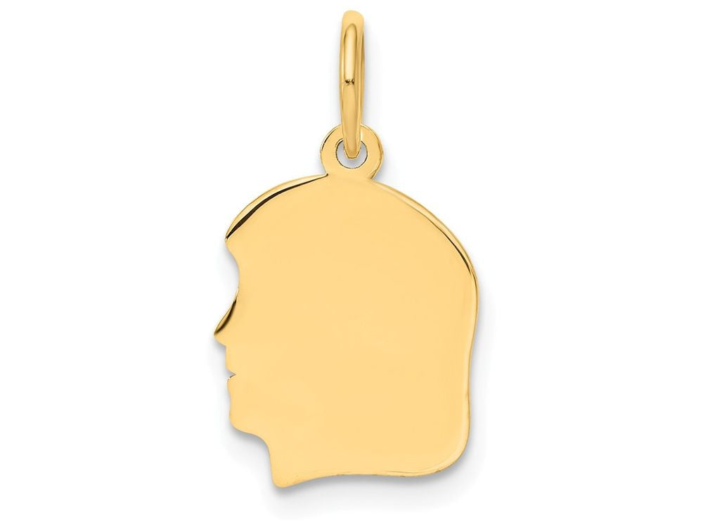 FJC Finejewelers 14k Yellow Gold Plain Small .009 Gauge Facing Left Engravable Girl Head Charm