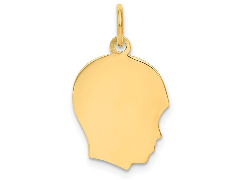 FJC Finejewelers 14k Yellow Gold Plain Medium .011 Gauge Facing Right Engravable Boy Head Charm