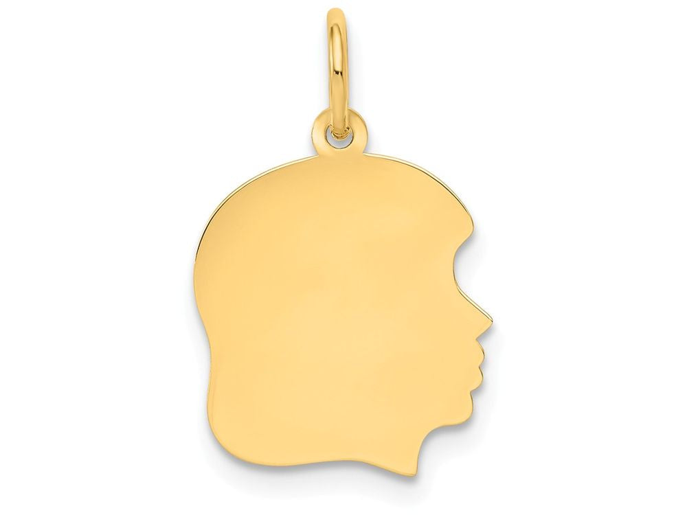FJC Finejewelers 14k Yellow Gold Plain Medium .009 Gauge Facing Right Engravable Girl Head Charm