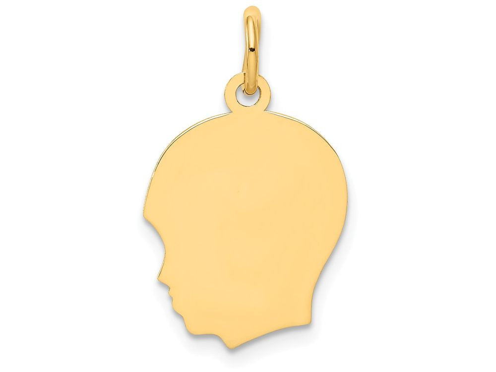 FJC Finejewelers 14k Yellow Gold Plain Medium .018 Gauge Facing Left Engravable Boy Head Charm