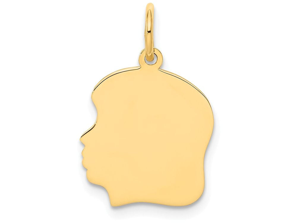 FJC Finejewelers 14k Yellow Gold Plain Medium .013 Gauge Facing Left Engravable Girl Head Charm