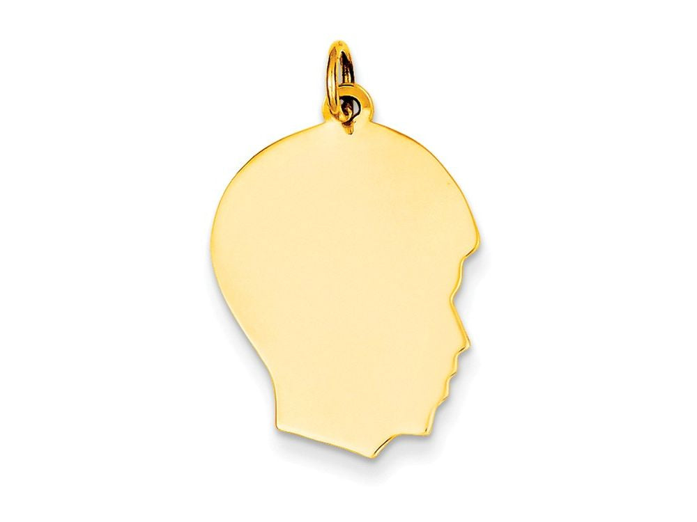 FJC Finejewelers 14k Yellow Gold Plain Medium .018 Gauge Facing Right Engravable Boy Head Charm