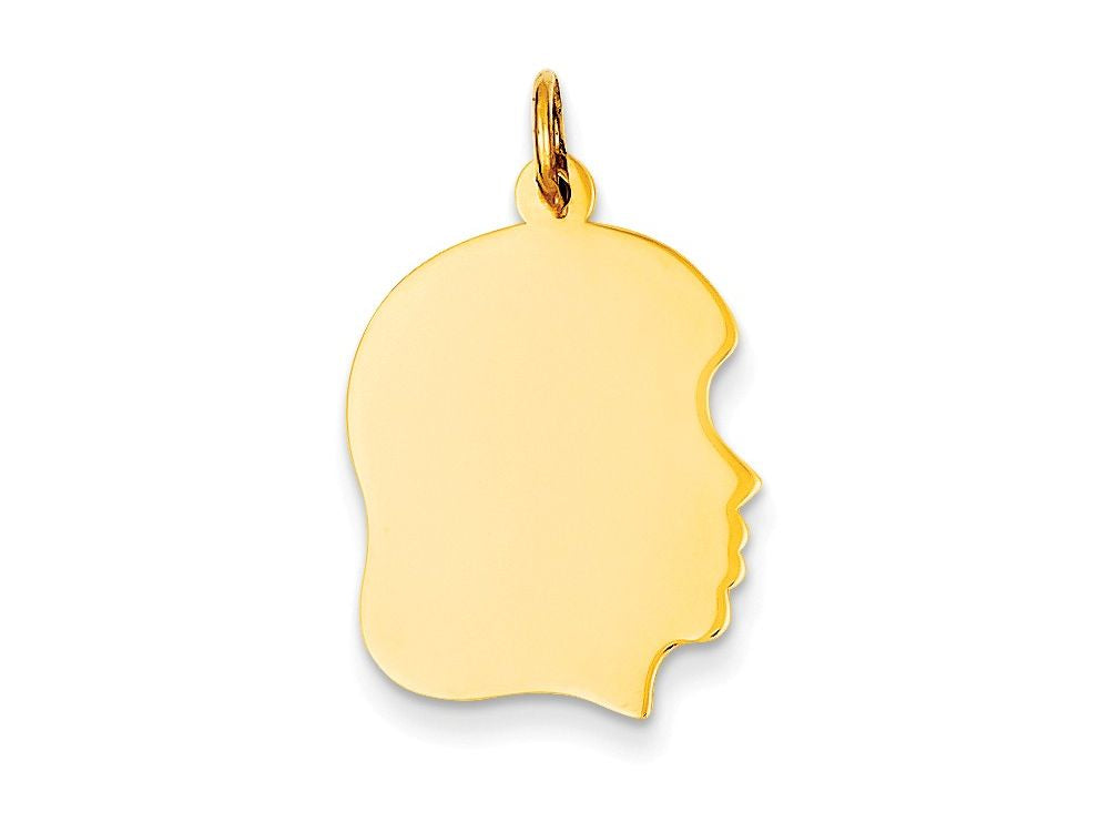 FJC Finejewelers 14k Yellow Gold Plain Medium .013 Gauge Facing Right Engravable Girl Head Charm