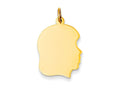 FJC Finejewelers 14k Yellow Gold Plain Medium .035 Gauge Facing Right Engravable Girl Head Charm