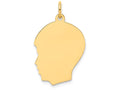 FJC Finejewelers 14k Yellow Gold Plain Medium .009 Gauge Facing Left Engravable Boy Head Charm 17 x 27mm