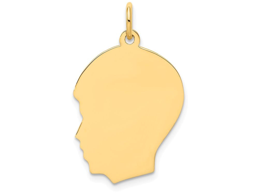 FJC Finejewelers 14k Yellow Gold Plain Medium .013 Gauge Facing Left Engravable Boy Head Charm