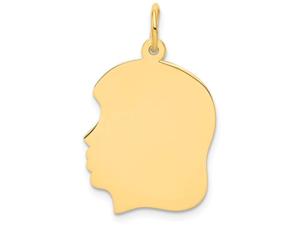 FJC Finejewelers 14k Yellow Gold Plain Medium .035 Gauge Facing Left Engravable Girl Head Charm