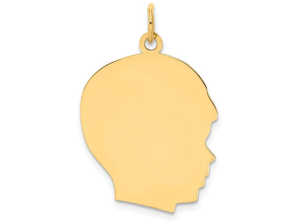 FJC Finejewelers 14k Yellow Gold Plain Large .013 Gauge Facing Right Engravable Boy Head Charm