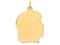 FJC Finejewelers 14k Yellow Gold Plain Large .011 Gauge Facing Right Engravable Girl Head Charm
