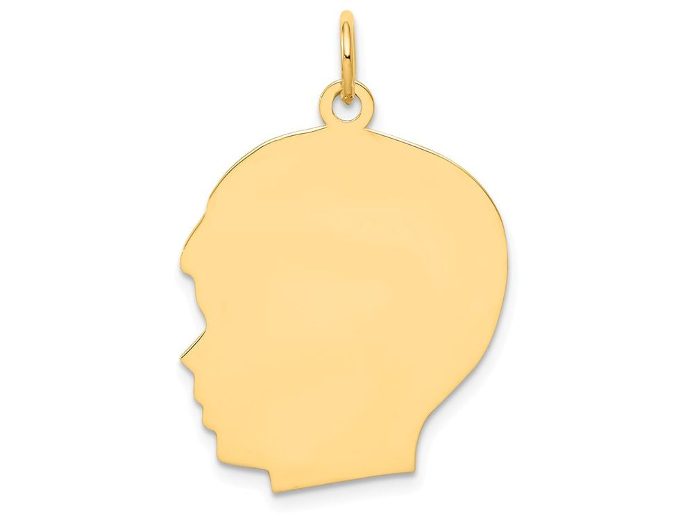FJC Finejewelers 14k Yellow Gold Plain Large .009 Gauge Facing Left Engravable Boy Head Charm