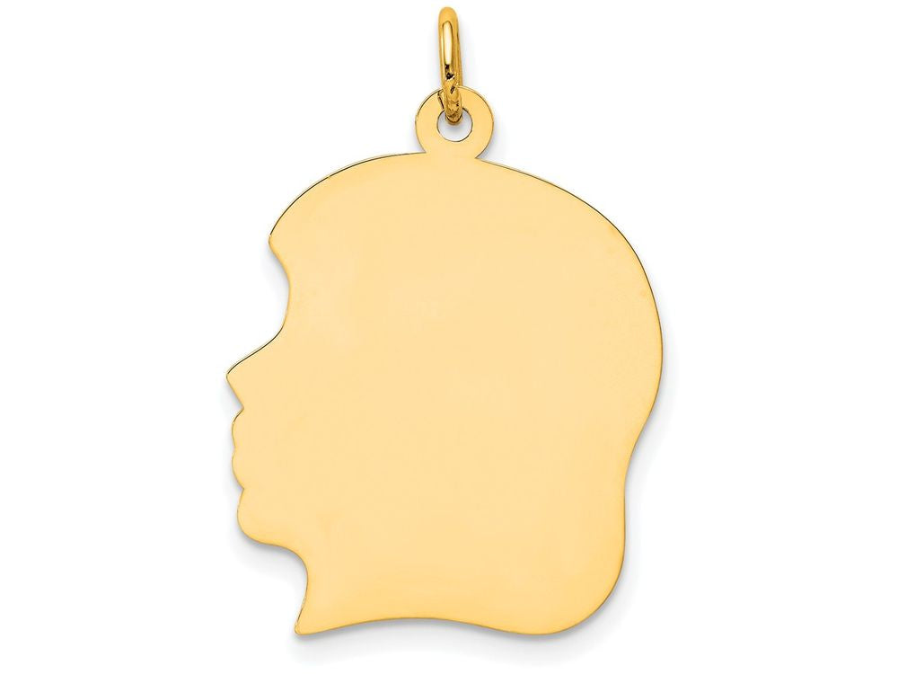 FJC Finejewelers 14k Yellow Gold Plain Large .009 Gauge Facing Left Engravable Girl Head Charm