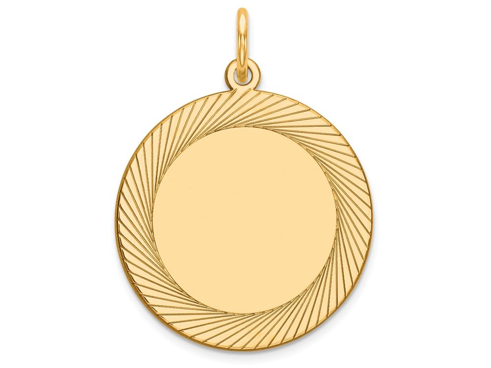 FJC Finejewelers 14k Yellow Gold Etched Design .018 Gauge Circular Engravable Disc Charm