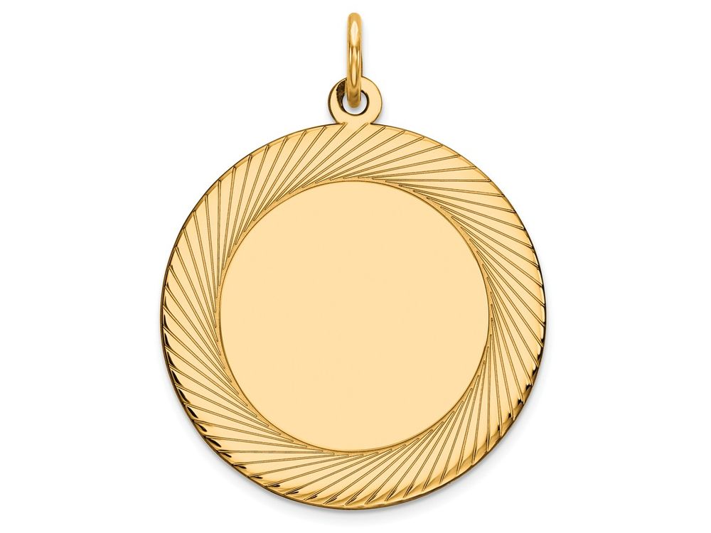 FJC Finejewelers 14k Yellow Gold Etched Design .027 Gauge Circular Engravable Disc Charm 22 x 29mm