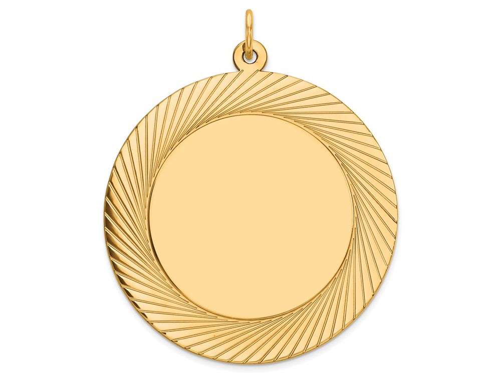 FJC Finejewelers 14k Yellow Gold Etched Design .027 Gauge Circular Engravable Disc Charm