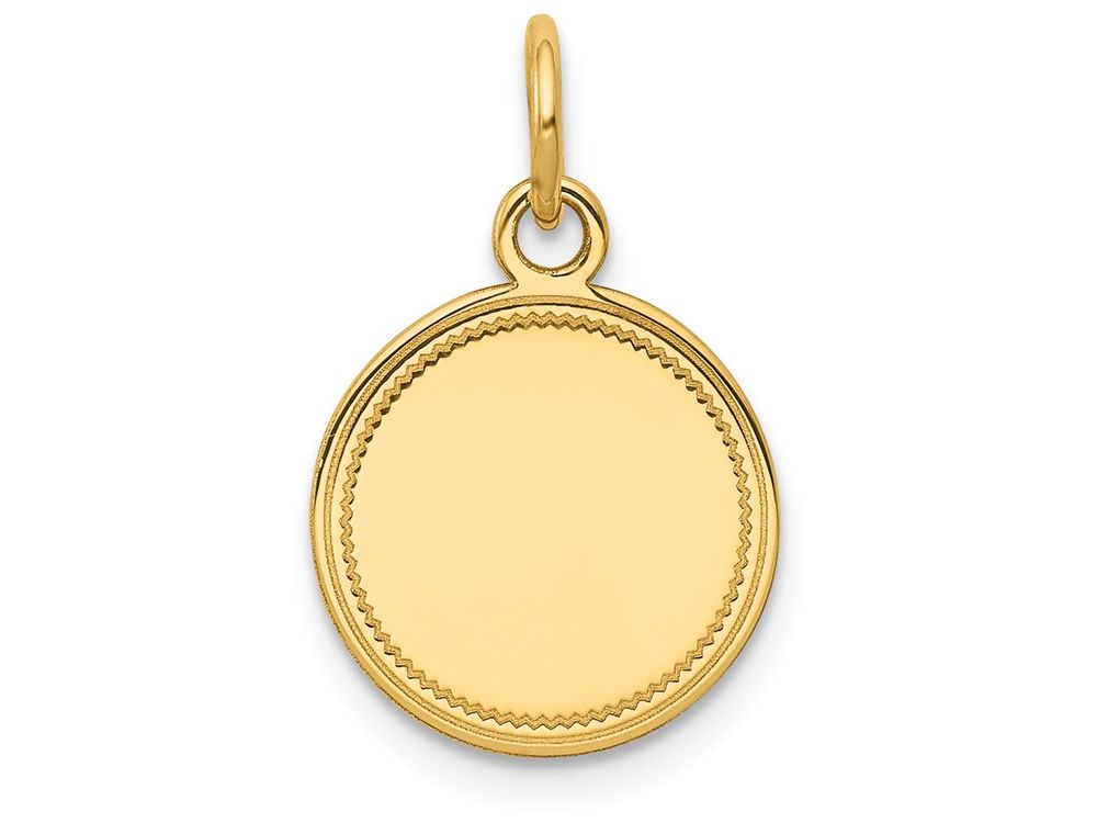 FJC Finejewelers 14k Yellow Gold Plain .018 Gauge Engravable Round Disc Charm