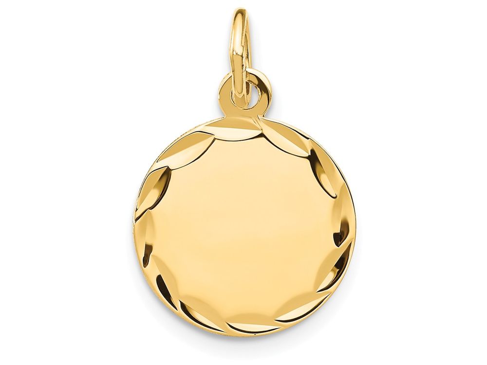 FJC Finejewelers 14k Yellow Gold Etched .013 Gauge Engravable Round Disc Charm