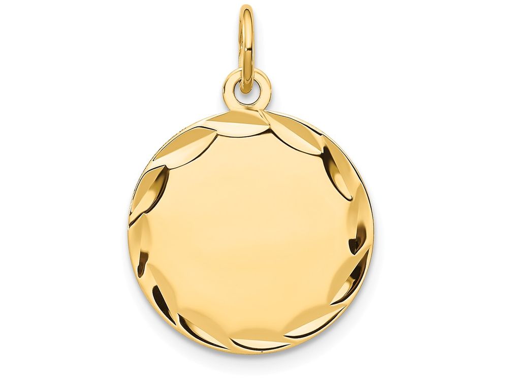 FJC Finejewelers 14k Yellow Gold Etched .011 Gauge Engravable Round Disc Charm