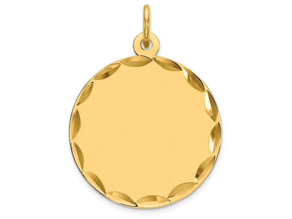 FJC Finejewelers 14k Yellow Gold Etched .013 Gauge Engravable Round Disc Charm