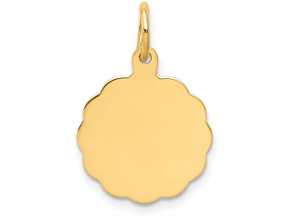 FJC Finejewelers 14k Yellow Gold .011 Gauge Engravable Scalloped Disc Charm 13 x 20mm