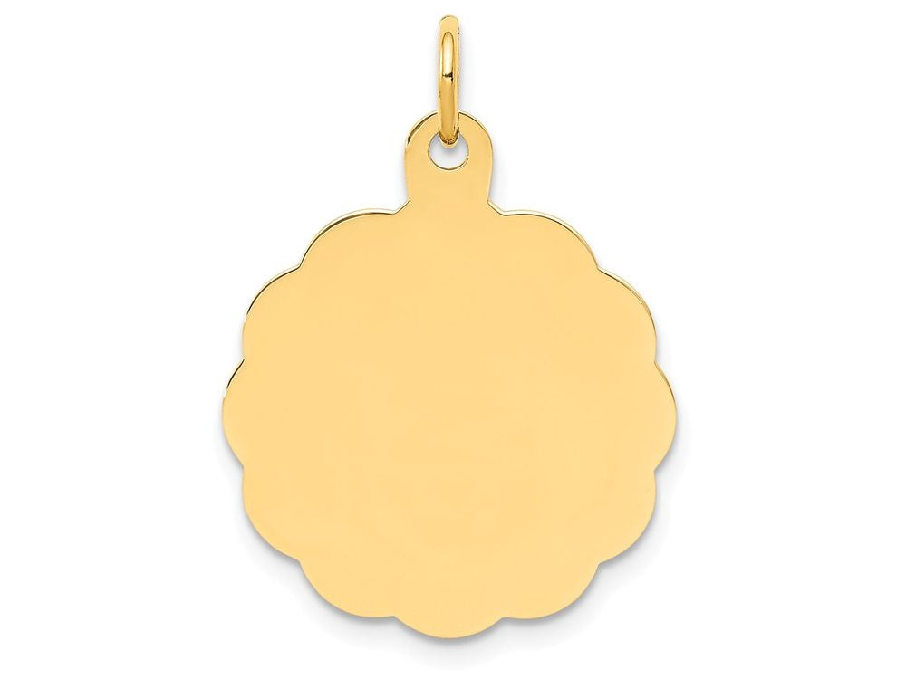 FJC Finejewelers 14k Yellow Gold Polished .027 Gauge Engravable Scalloped Disc Charm 19 x 26mm