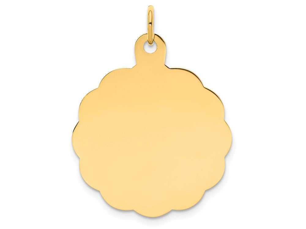 FJC Finejewelers 14k Yellow Gold .018 Gauge Engravable Scalloped Disc Charm 22 x 29mm