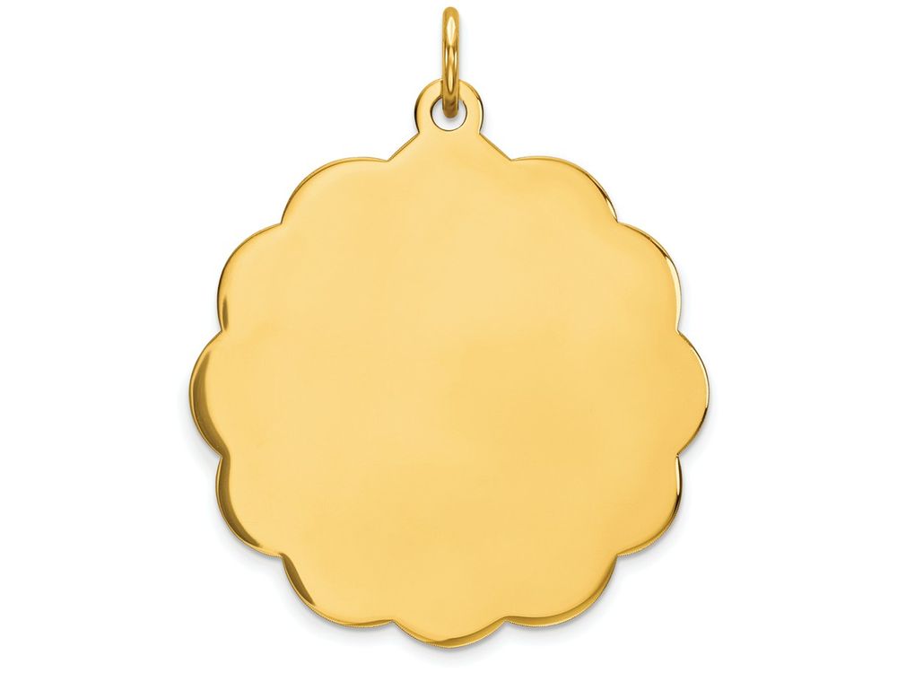 FJC Finejewelers 14k Yellow Gold .027 Gauge Engravable Scalloped Disc Charm 25 x 31mm