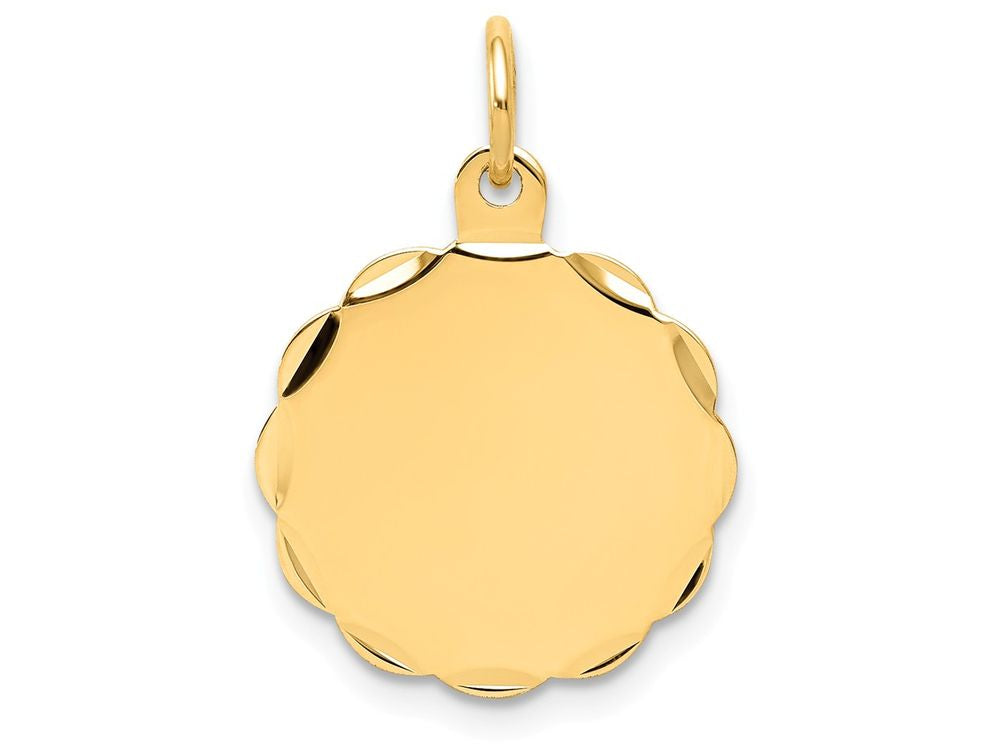 FJC Finejewelers 14k Yellow Gold .018 Gauge Engravable Scalloped Disc Charm