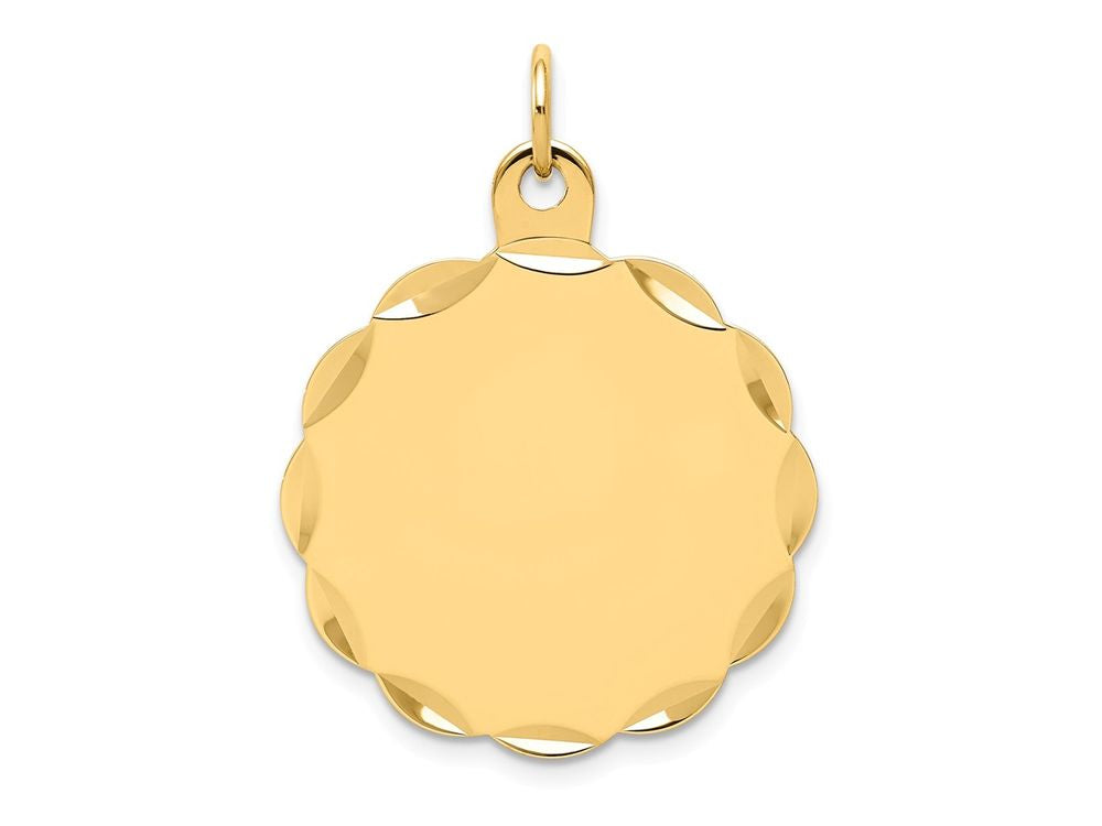 FJC Finejewelers 14k Yellow Gold .018 Gauge Engravable Scalloped Disc Charm
