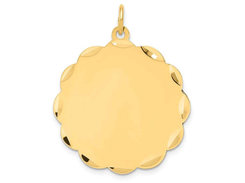 FJC Finejewelers 14k Yellow Gold .018 Gauge Engravable Scalloped Disc Charm