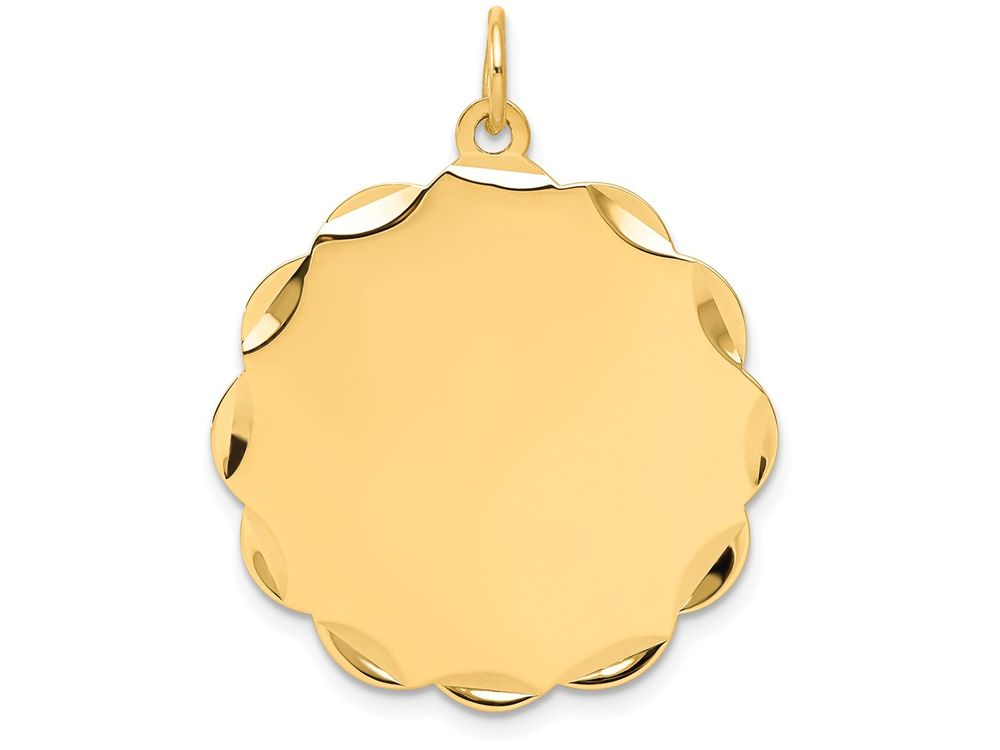 FJC Finejewelers 14k Yellow Gold .027 Gauge Engravable Scalloped Disc Charm 26 x 31mm