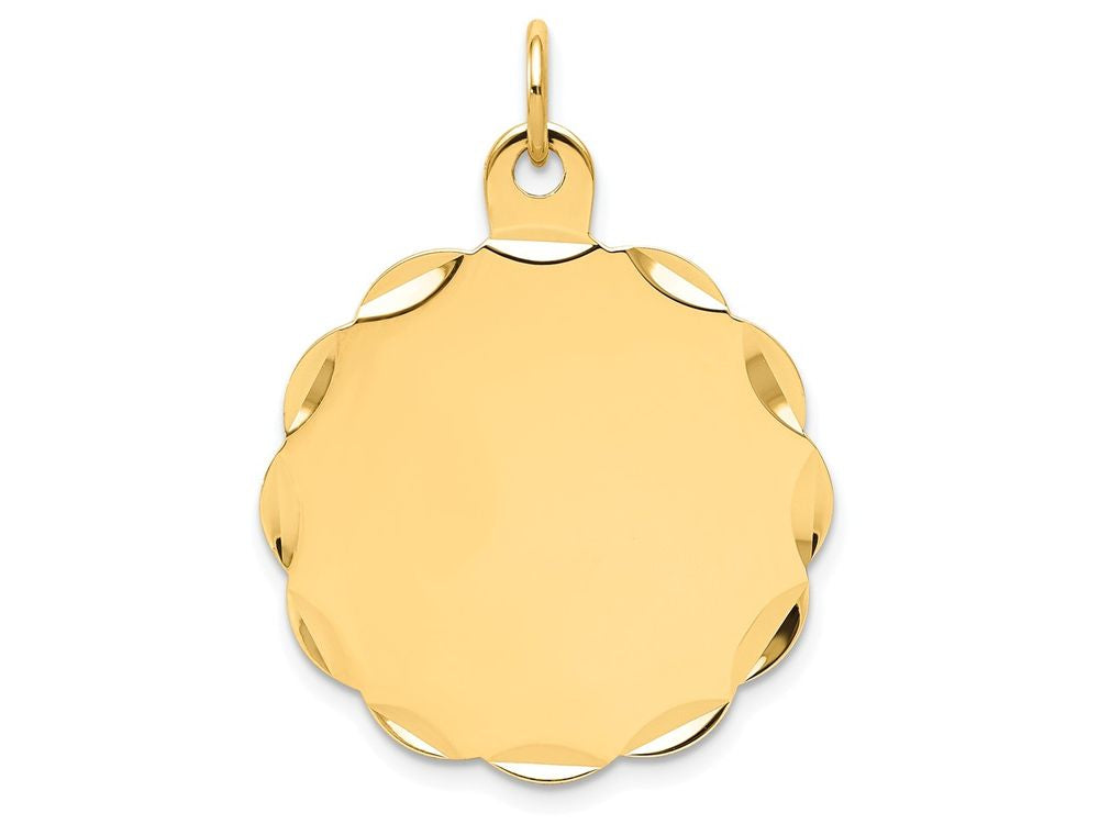 FJC Finejewelers 14k Yellow Gold .011 Gauge Engravable Scalloped Disc Charm 24 x 29mm