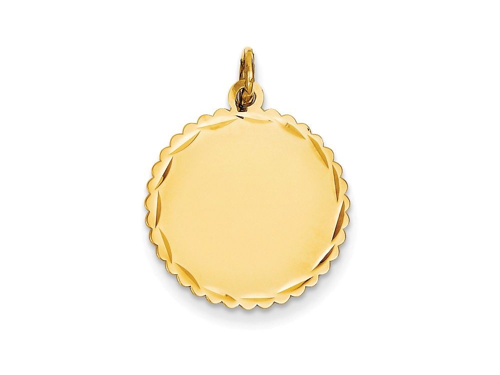 FJC Finejewelers 14k Yellow Gold .027 Gauge Engravable Scalloped Disc Charm