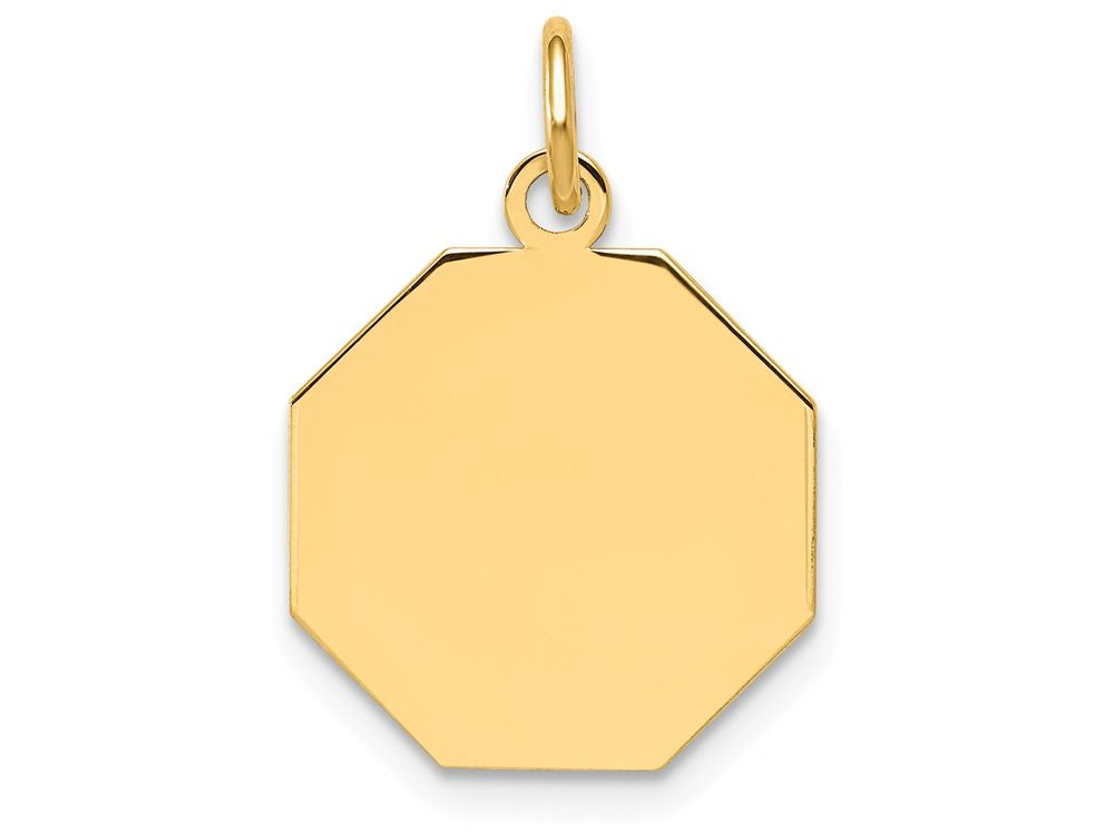 FJC Finejewelers 14k Yellow Gold Plain .027 Gauge Engravable Octagonal Disc Charm 15 x 21mm