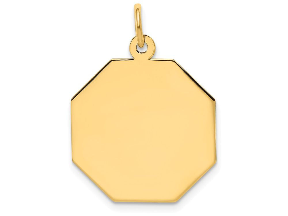 FJC Finejewelers 14k Yellow Gold Plain .009 Gauge Engravable Octagonal Disc Charm 19 x 25mm