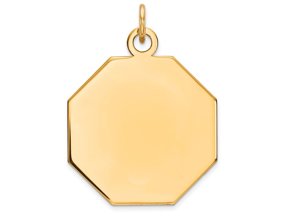 FJC Finejewelers 14k Yellow Gold Plain .027 Gauge Engravable Octagonal Disc Charm