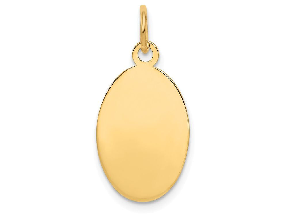 FJC Finejewelers 14k Yellow Gold Plain .027 Gauge Engravable Oval Disc Charm 11 x 22mm