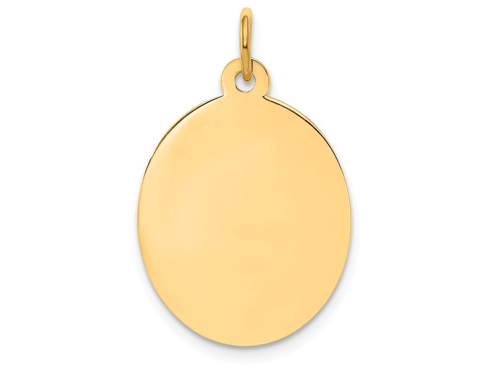 FJC Finejewelers 14k Yellow Gold Plain .035 Gauge Engravable Oval Disc Charm