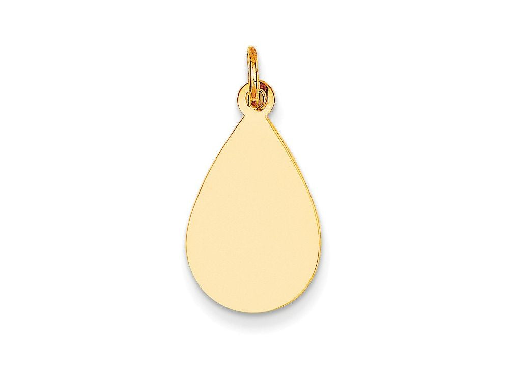 FJC Finejewelers 14k Yellow Gold Plain .009 Gauge Engravable Raindrop Disc Charm 11 x 23mm