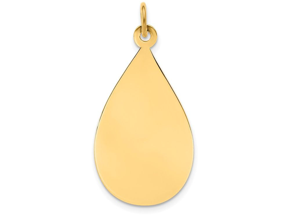 FJC Finejewelers 14k Yellow Gold Plain .009 Gauge Engravable Raindrop Disc Charm