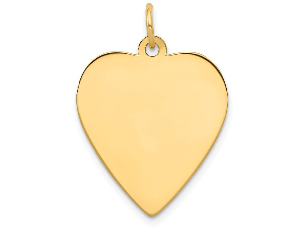 FJC Finejewelers 14k Yellow Gold Plain .018 Gauge Engravable Heart Disc Charm 21 x 27mm