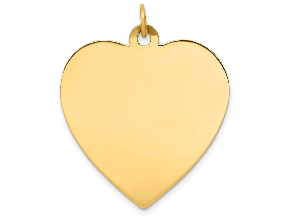 FJC Finejewelers 14k Yellow Gold Plain .018 Gauge Engravable Heart Disc Charm