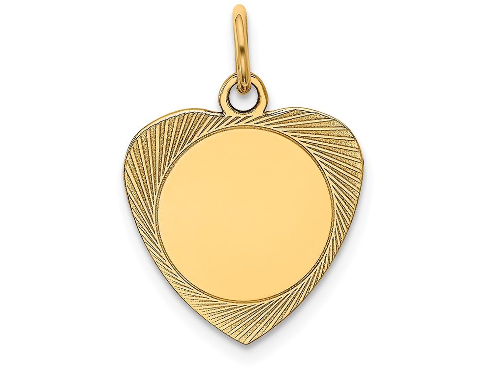 FJC Finejewelers 14k Yellow Gold Etched .027 Gauge Engravable Heart Disc Charm 15 x 21mm