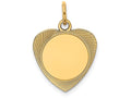 FJC Finejewelers 14k Yellow Gold Etched .027 Gauge Engravable Heart Disc Charm 15 x 21mm