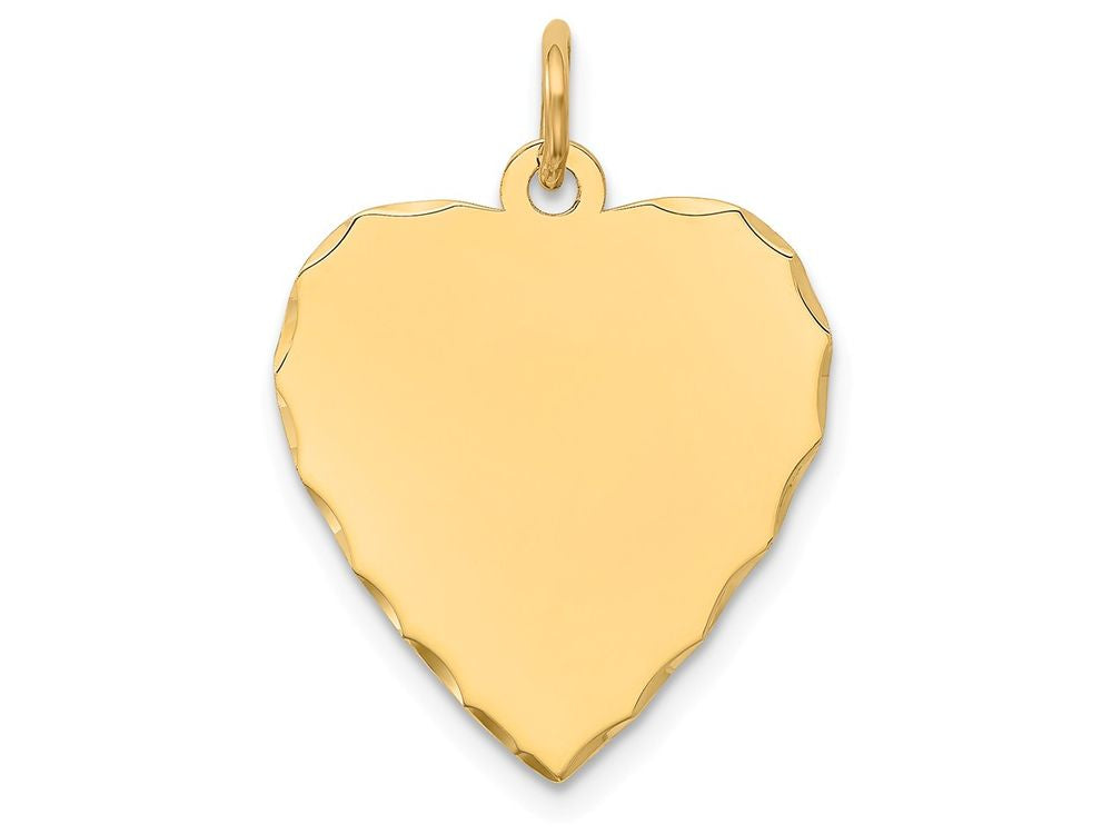 FJC Finejewelers 14k Yellow Gold Etched .027 Gauge Engravable Heart Disc Charm