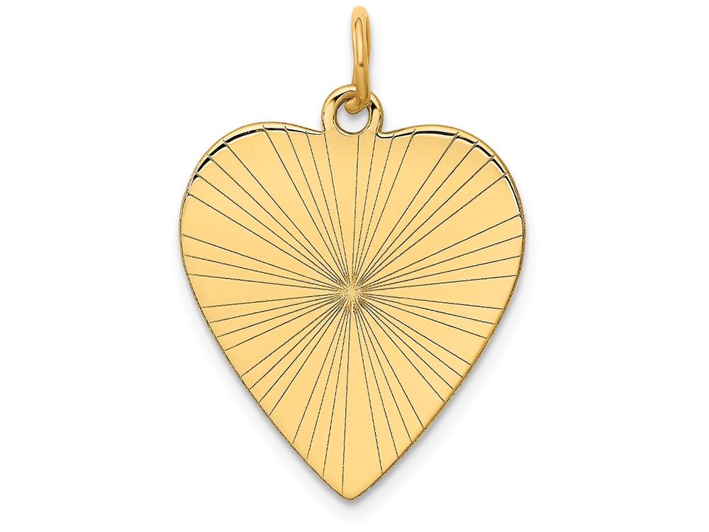 FJC Finejewelers 14k Yellow Gold Etched .018 Gauge Engravable Heart Disc Charm