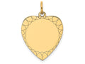 FJC Finejewelers 14k Yellow Gold Etched .018 Gauge Engravable Heart Disc Charm 17 x 23mm