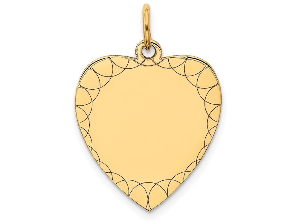 FJC Finejewelers 14k Yellow Gold Etched .018 Gauge Engravable Heart Disc Charm 17 x 23mm