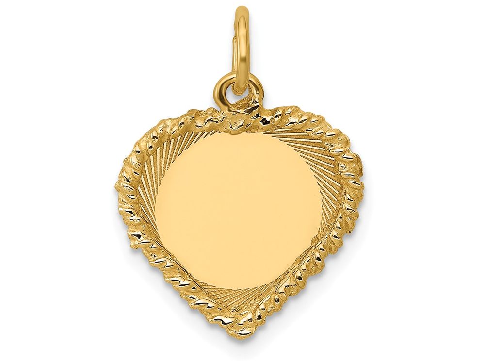FJC Finejewelers 14k Yellow Gold Polished .013 Gauge Engravable Heart with Rope Disc Charm 15 x 20mm